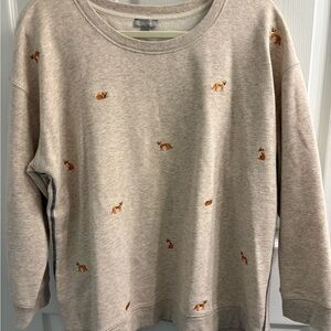 Talbots Beige Knit Fox Sweatshirt